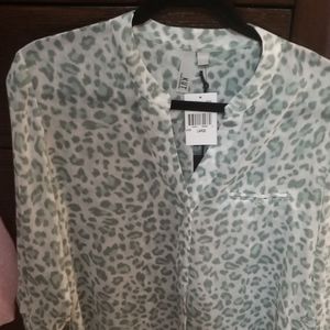 Sheer blouse with leopard print